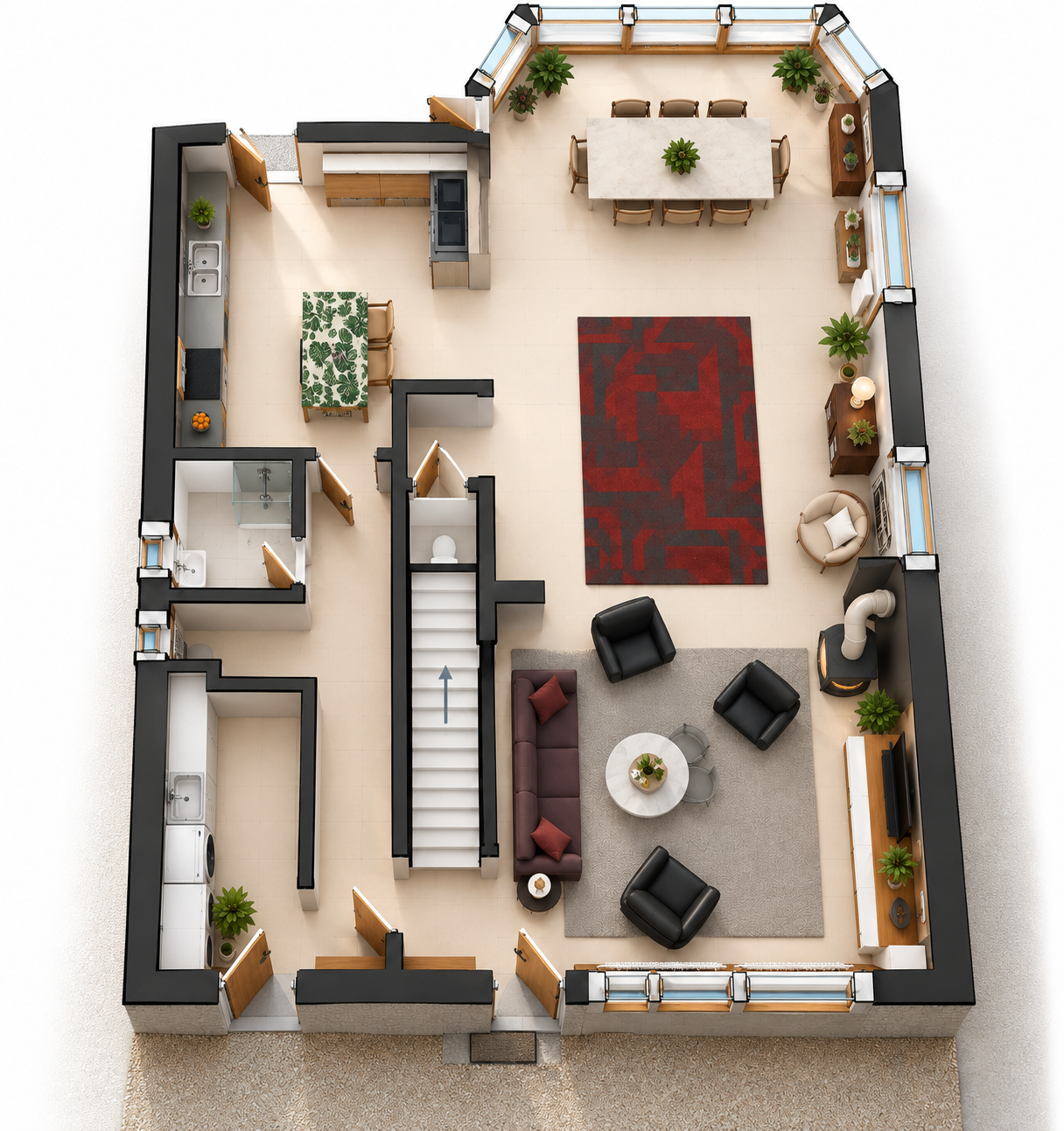Croquis 3D du rez-de-chaussée